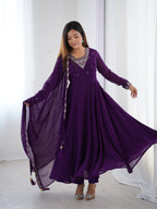 Lehenga Mart Designer Anarkali Suit for Women or Girls - Purple | Grocsy