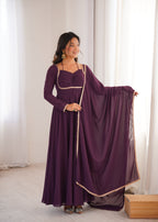 Lehenga Mart Designer Anarkali Suit With Kurta Dupatta For Women-Wine | Grocsy