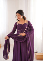 Lehenga Mart Designer Anarkali Suit With Kurta Dupatta For Women-Wine | Grocsy