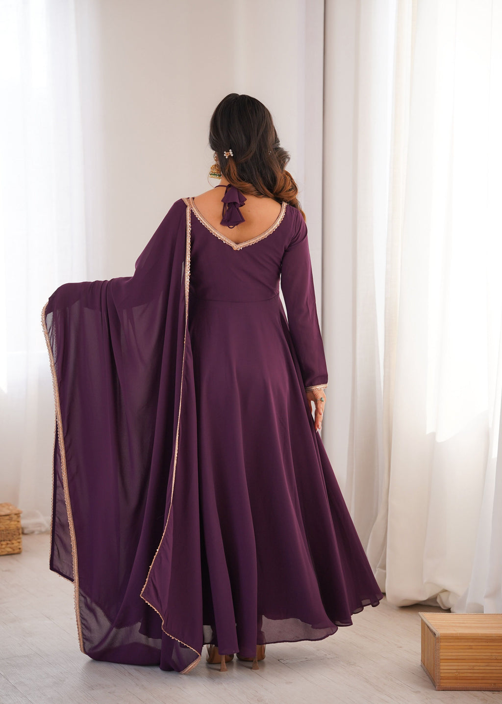 Lehenga Mart Designer Anarkali Suit With Kurta Dupatta For Women-Wine | Grocsy