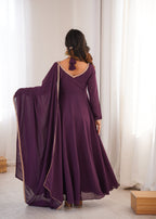 Lehenga Mart Designer Anarkali Suit With Kurta Dupatta For Women-Wine | Grocsy