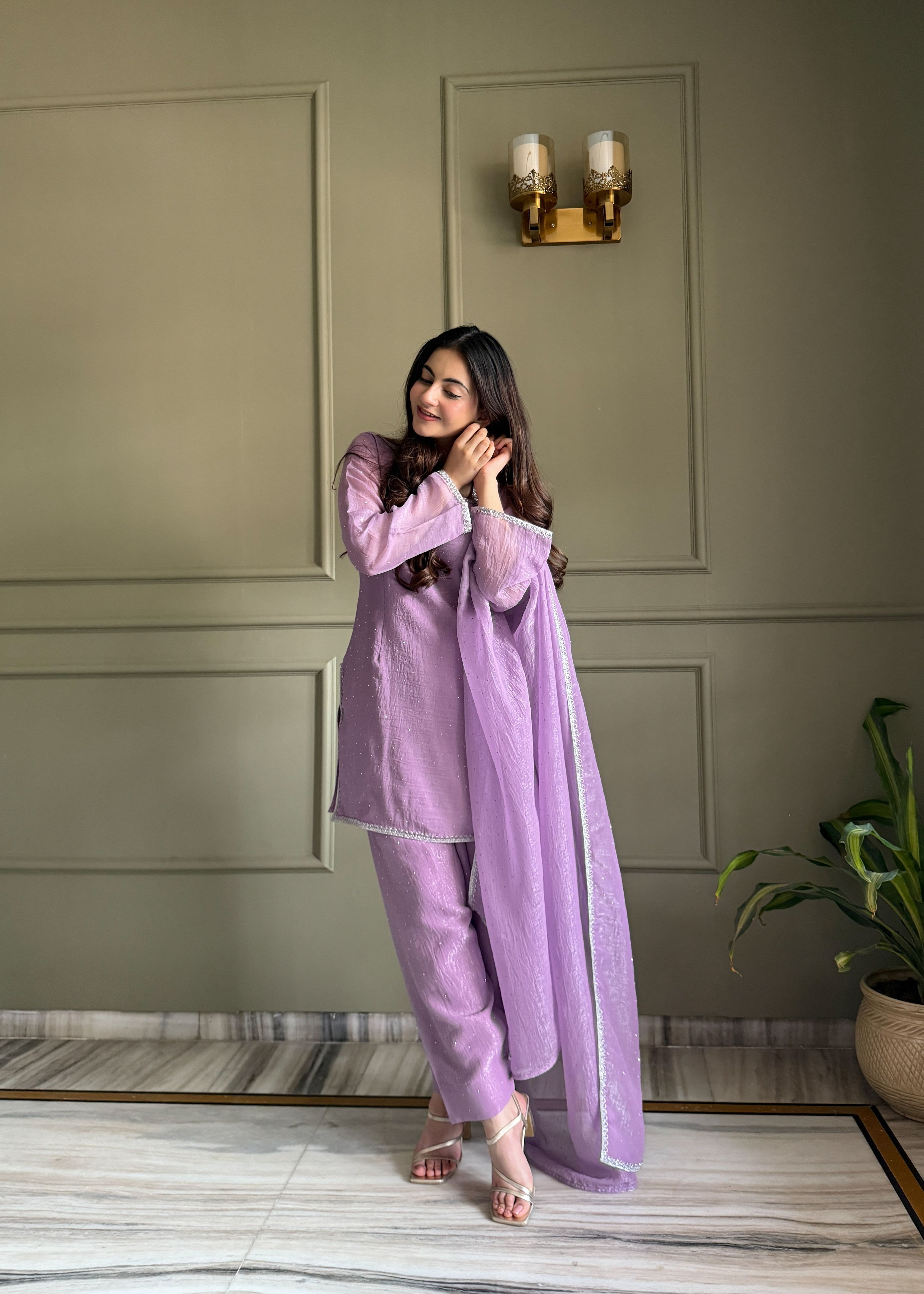 Lehenga Mart Designer Salwar Suit With Kurta Pant Dupatta For Women-Lavender | Grocsy