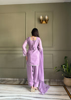 Lehenga Mart Designer Salwar Suit With Kurta Pant Dupatta For Women-Lavender | Grocsy