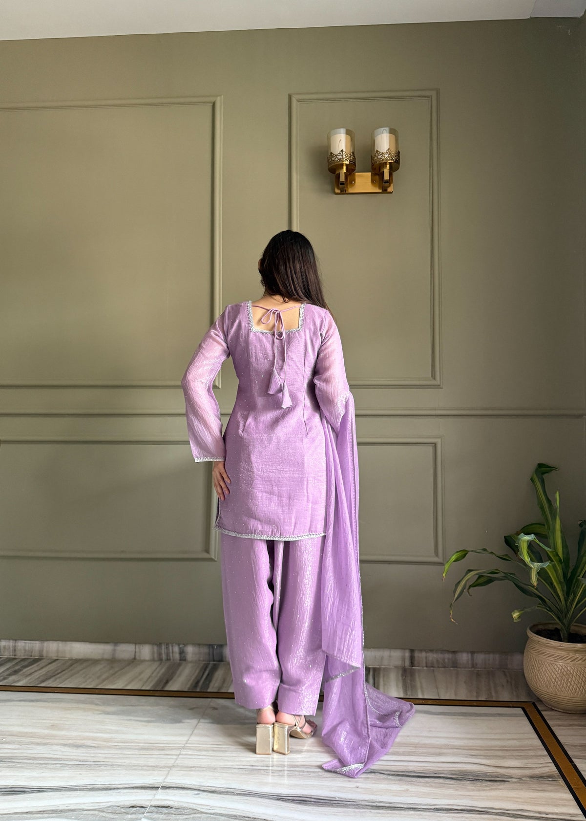 Lehenga Mart Designer Salwar Suit With Kurta Pant Dupatta For Women-Lavender | Grocsy