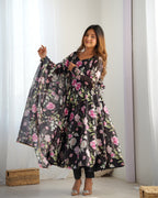 Lehenga Mart Wedding Wear Anarkali Suit With Dupatta - Black | Grocsy