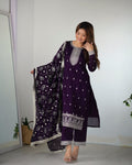 Lehenga Mart Designer Kurta Pant Dupatta - Purple | Grocsy