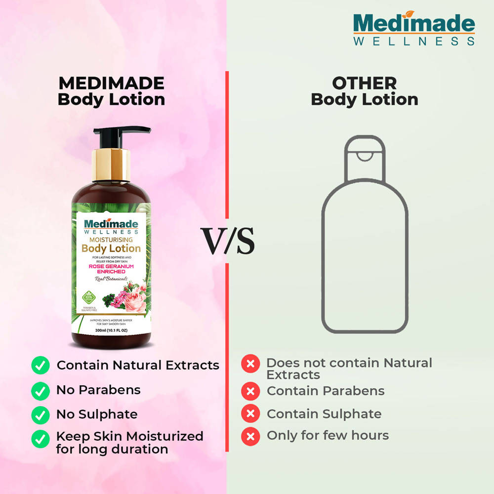 Medimade Wellness Rose Geranium Enriched Moisturising Body Lotion | Grocsy