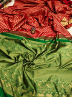 DEIANA'S Beautiful Designer Golden zari Soft Lichi Silk Saree - Red | Grocsy