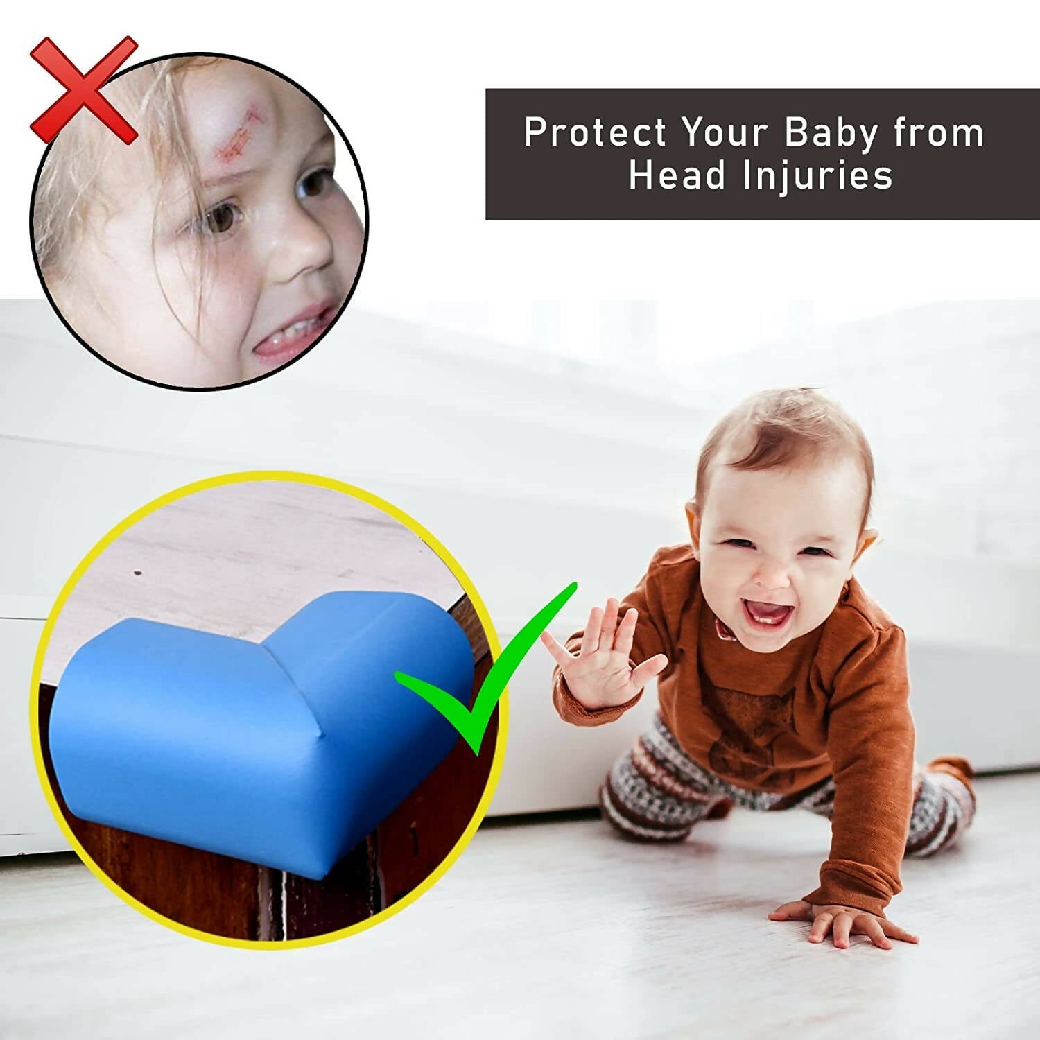 Safe-O-Kid Corner Guards Cushions L Shaped, Small, Blue For Kids Protection | Grocsy
