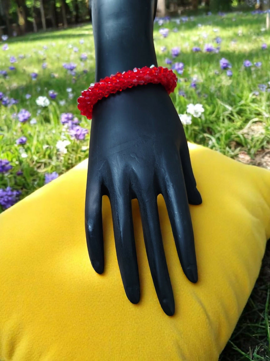 Inhanns Unisex Crystal Bloom – Adjustable Crystal Bead Bracelets - Red | Grocsy
