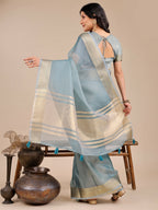 Shree Shyam Fashion Seoul Sea Green Organza Saree | Grocsy