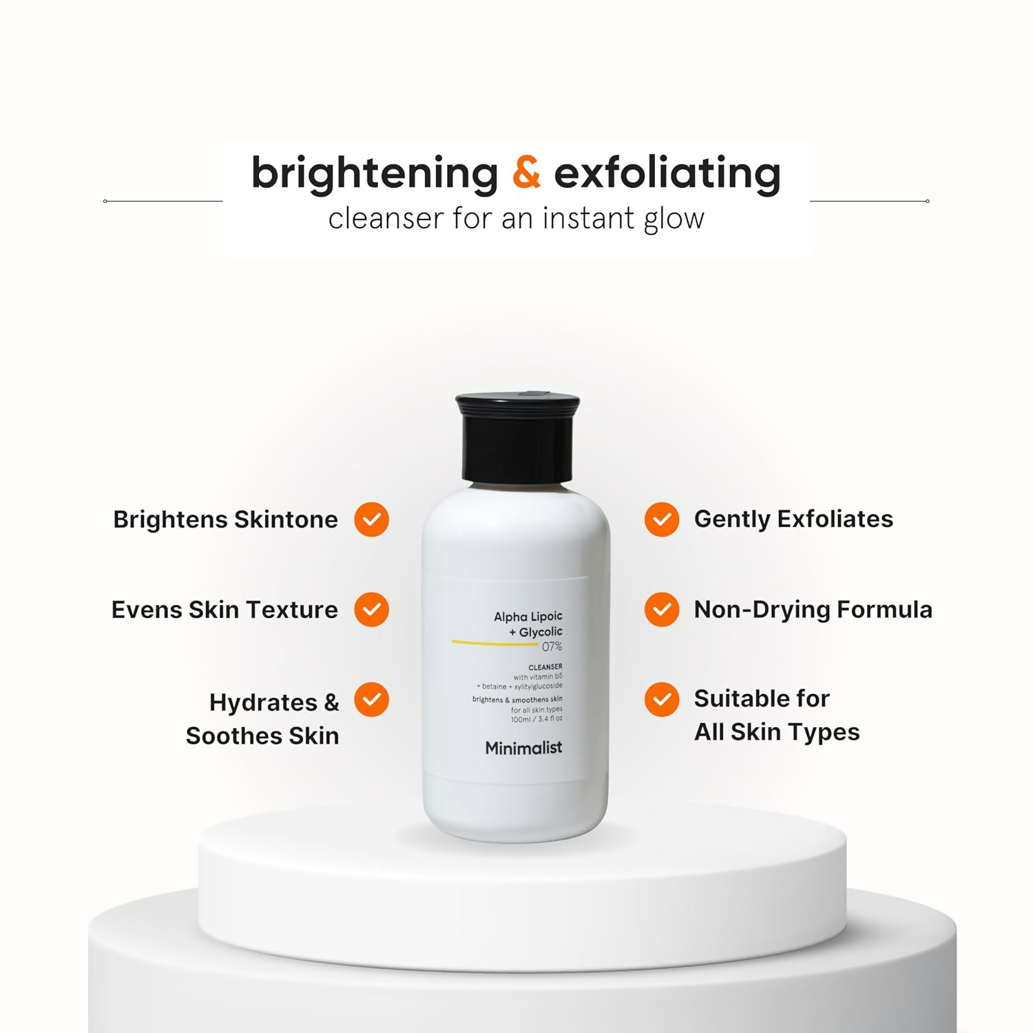 Minimalist 7% ALA + Glycolic Brightening Face Wash | Grocsy