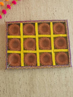Tied Ribbons Brown Set of 12 Handmade Clay Terracotta Diyas | Grocsy