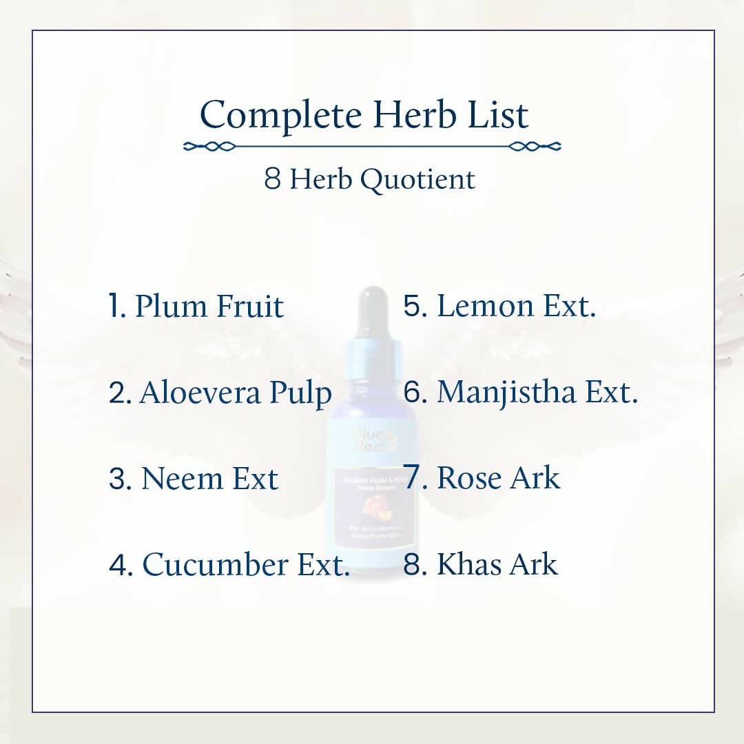 Blue Nectar Shubhr Plum & Neem Face Serum for Acne Prone Skin | Grocsy