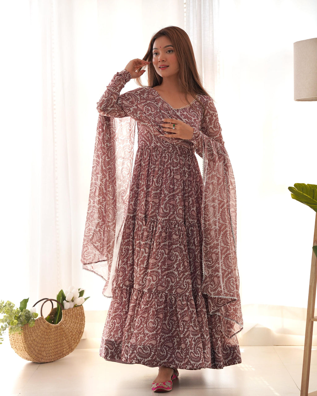 Lehenga Mart Wedding Wear Anarkali Suit With Dupatta - Multi Color | Grocsy