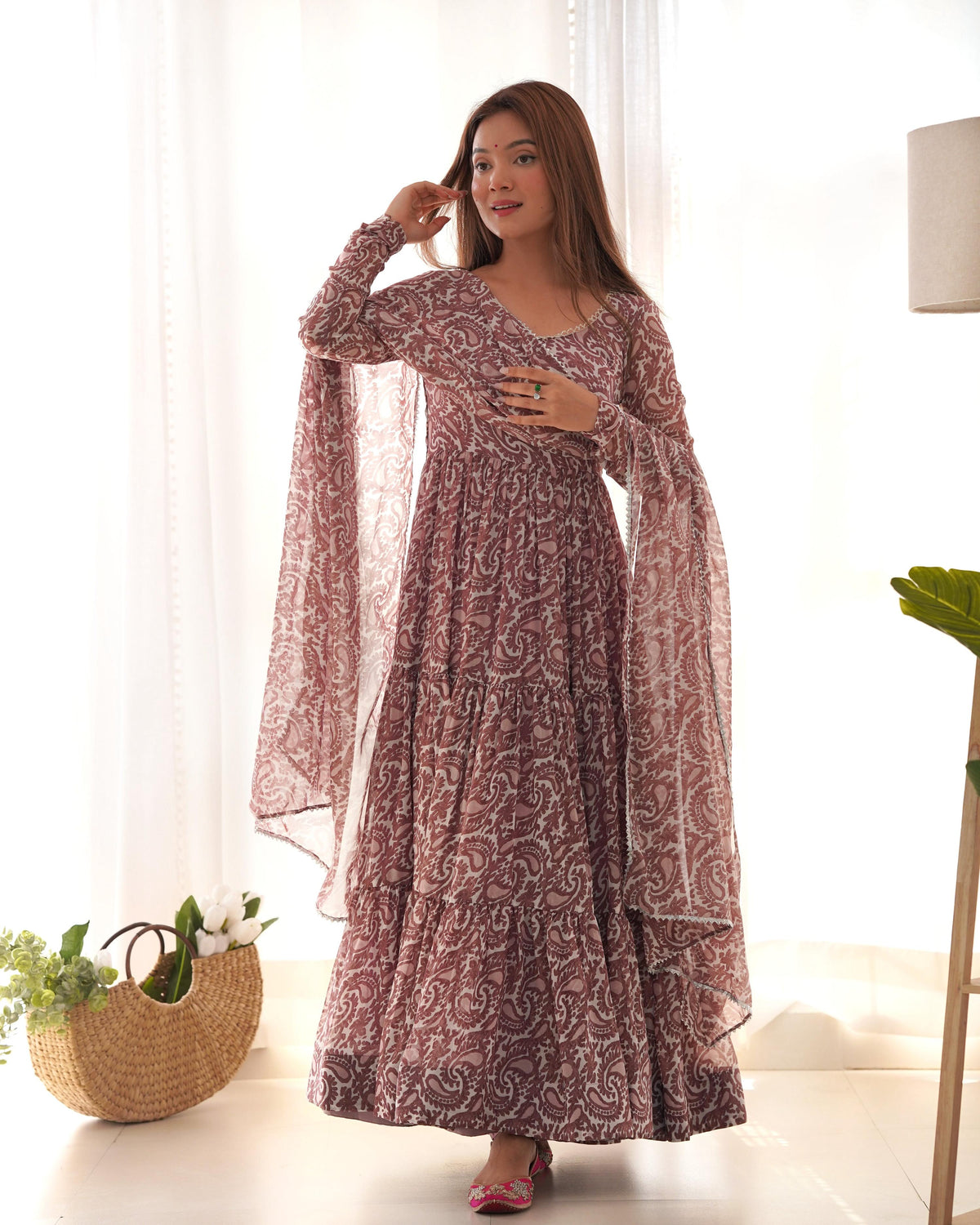 Lehenga Mart Wedding Wear Anarkali Suit With Dupatta - Multi Color | Grocsy