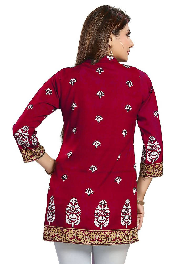 Snehal Creations Endearing Ethnicity Short Red Tunic | Grocsy
