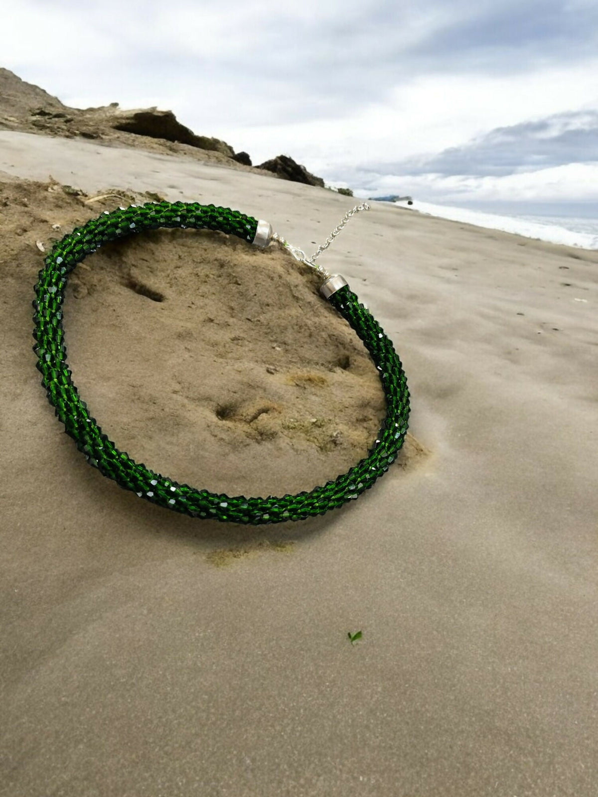 Inhanns Noor-E-Jalwa – Handmade Crystal Bead Necklace -Adjustable - Green Only Necklace | Grocsy