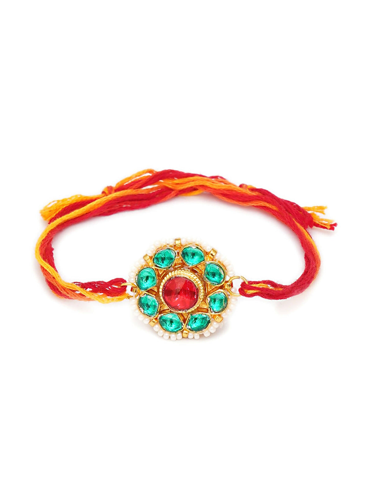 Designer kundan Rakhi - Ruby Raang | Grocsy