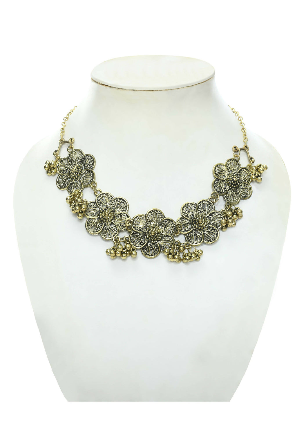 Mominos Fashion Johar Kamal Golden-Plated Brass Finish Floral Desgin Choker For Women | Grocsy