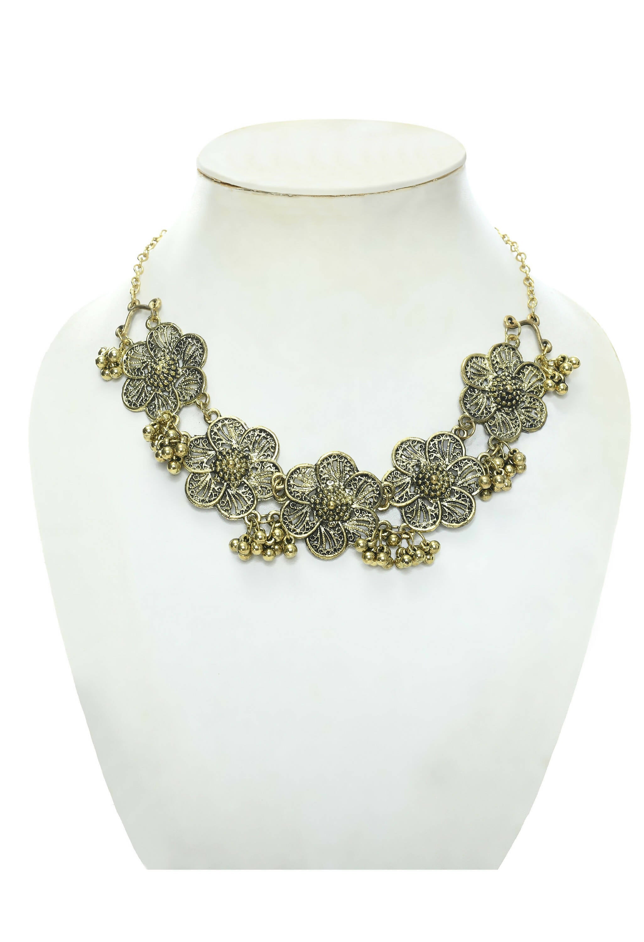 Mominos Fashion Johar Kamal Golden-Plated Brass Finish Floral Desgin Choker For Women | Grocsy