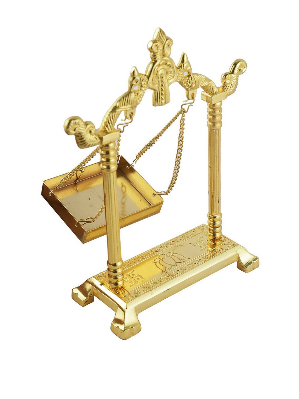 CraftVatika Gold-Toned Aluminium Laddu Gopal Lord Jhula Mandir | Grocsy