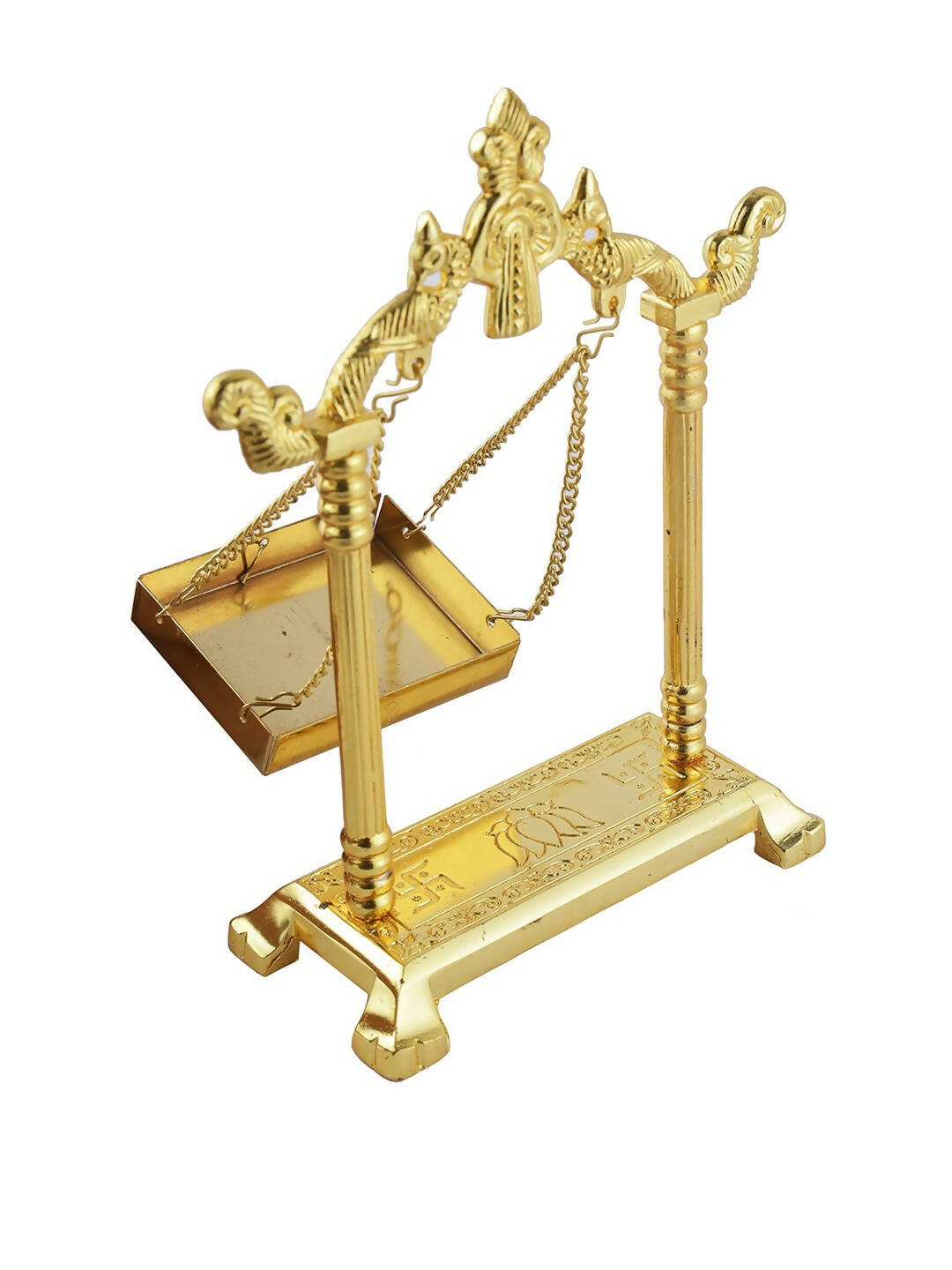 CraftVatika Gold-Toned Aluminium Laddu Gopal Lord Jhula Mandir | Grocsy