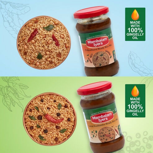 Mambalam Iyers Puliyodharai & Vathal Kuzhambu Ready Rice Mix Combo | Grocsy