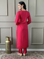 Rani Viscose chanderi Stitched Suit With Dupatta - Tanisha | Grocsy