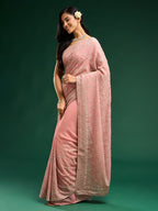 kasee Floral Embroidered Pure Georgette Saree | Grocsy