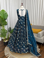 Prazu Fashion Blue Fendy Silk Thread With Sequence Anarkali Suit | Grocsy