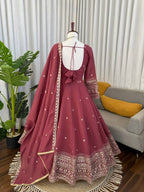 Prazu Fashion Onion Pink Chanderi Silk Thread With Sequence Anarkali Suit | Grocsy