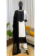 Prazu Fashion Off White Crepe Thread With Sequence Salwar Suit | Grocsy