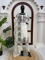 Prazu Fashion Off White Art Silk Thread Work Designer Salwar Suit | Grocsy