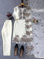 Prazu Fashion Off White Art Silk Thread Work Designer Salwar Suit | Grocsy