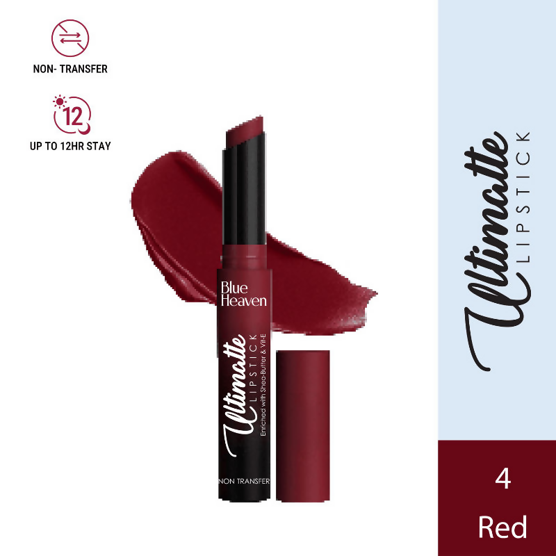Blue Heaven Ultimatte NonTransfer Long Lasting Lipstick - 04 Red | Grocsy