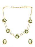 Green Meenakari Antique Finish Earrings and Drop Necklace set - Ruby Raang | Grocsy