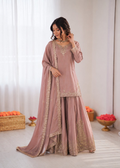 Prazu Fashion Onion Pink Crepe Thread With Sequence Designer Sharara Suit | Grocsy