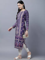Myshka Women Purple Ethnic Motifs Printed Kurta | Grocsy
