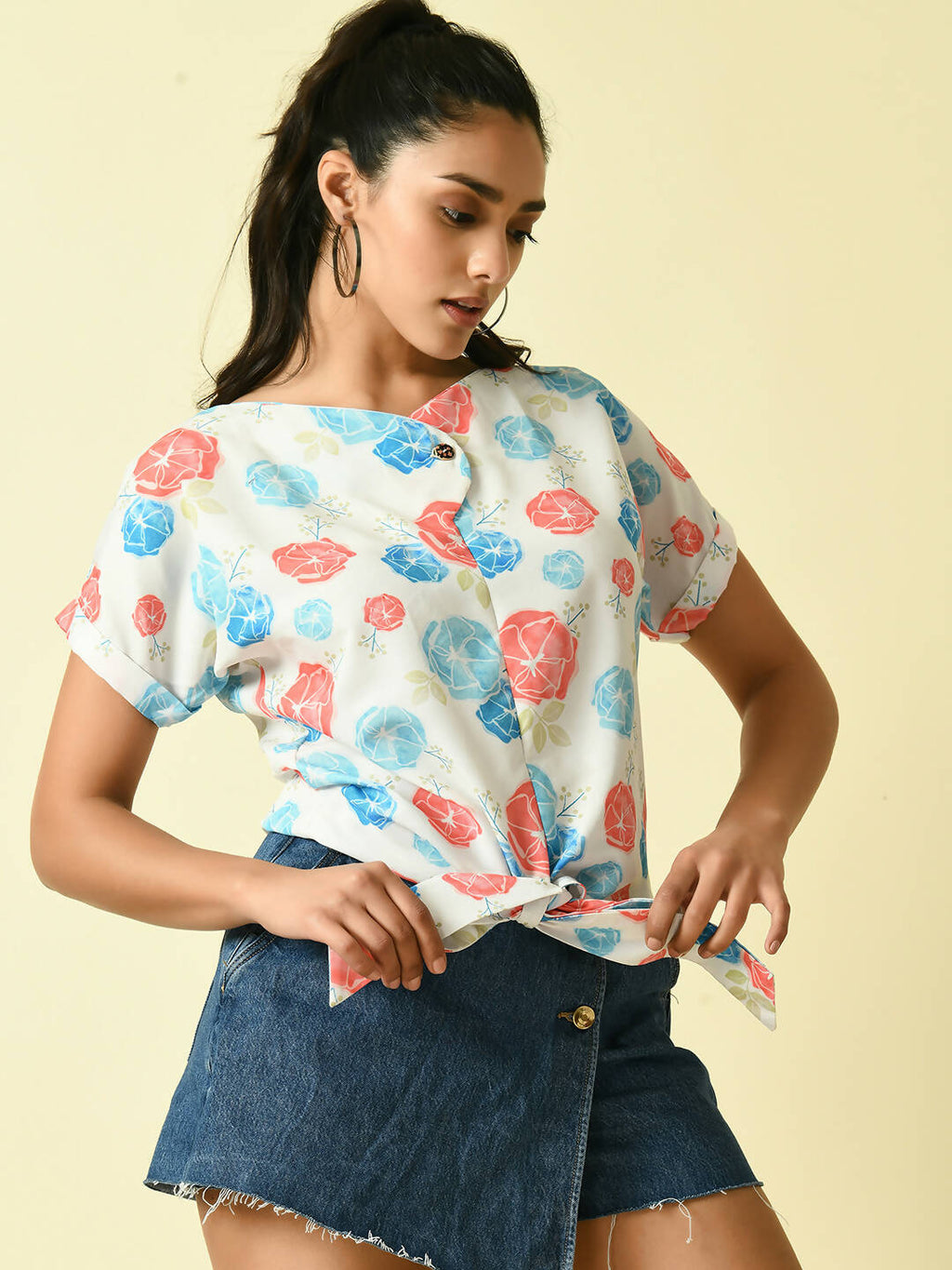 Myshka Women's White Floral Printed Top | Grocsy