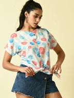 Myshka Women's White Floral Printed Top | Grocsy