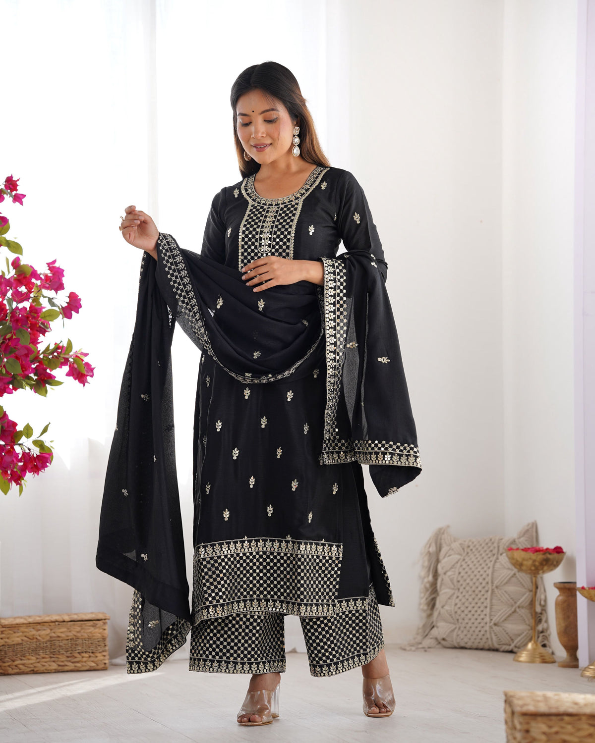 Lehenga Mart Designer Salwar Suit With Dupatta - Black | Grocsy