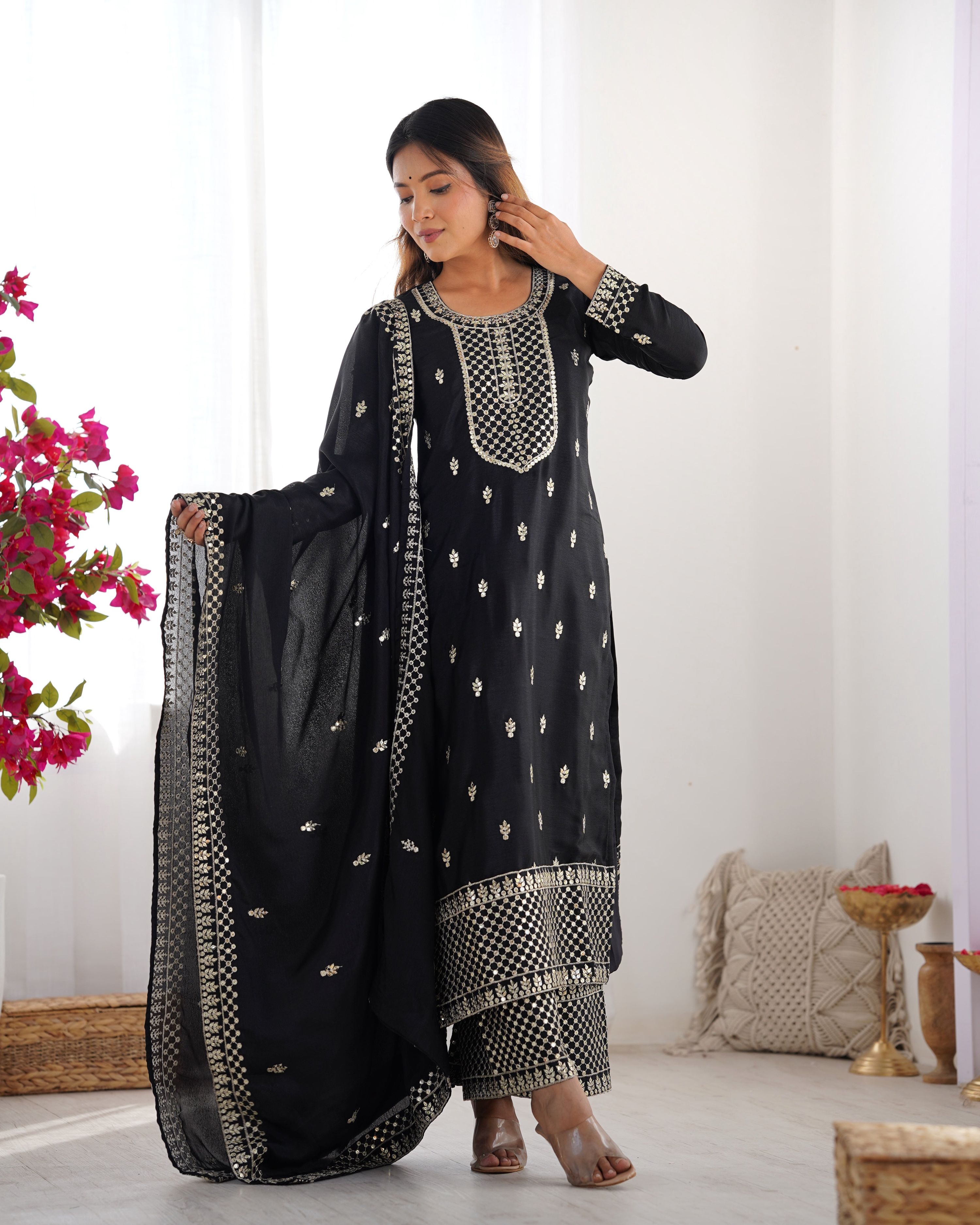 Lehenga Mart Designer Salwar Suit With Dupatta - Black | Grocsy