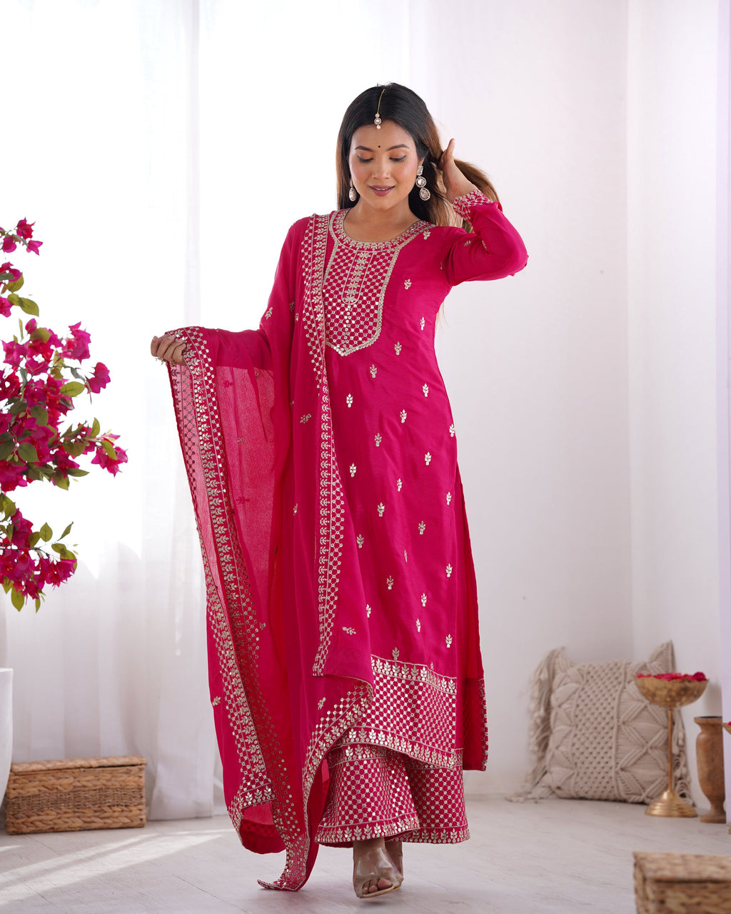 Lehenga Mart Designer Salwar Suit With Dupatta - Pink | Grocsy