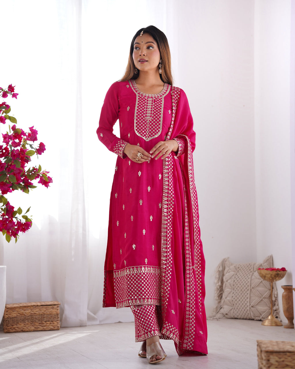 Lehenga Mart Designer Salwar Suit With Dupatta - Pink | Grocsy