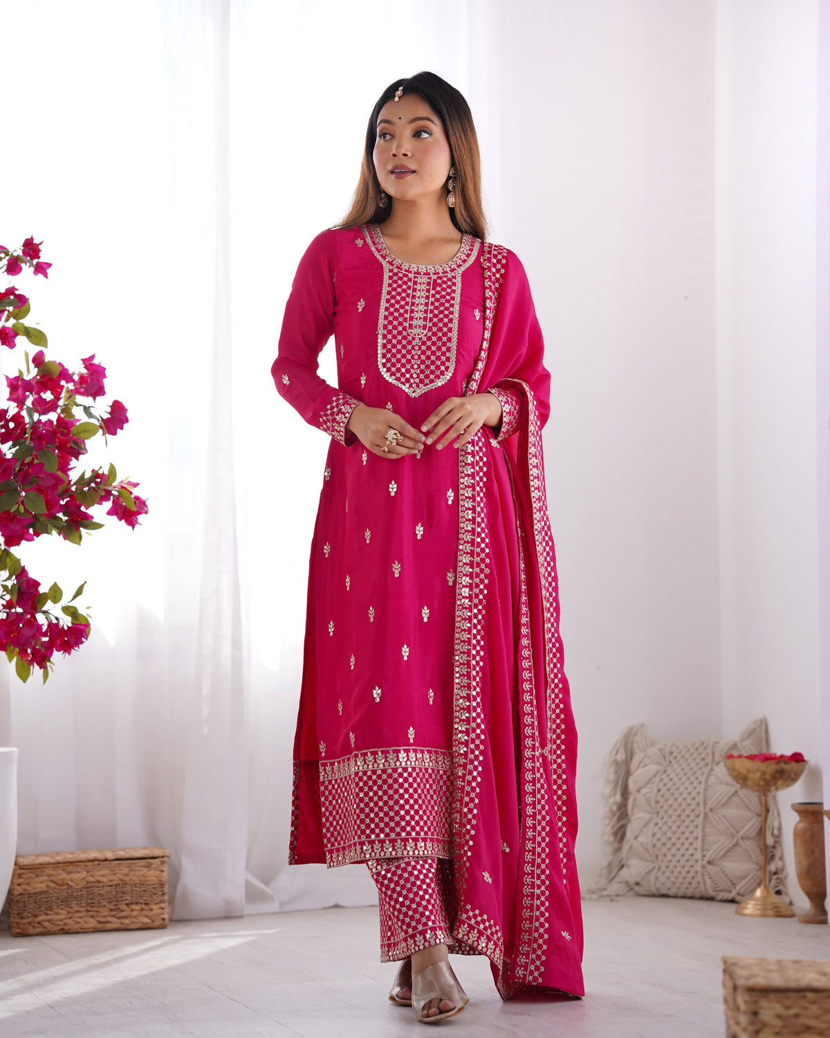 Lehenga Mart Designer Salwar Suit With Dupatta - Pink | Grocsy