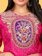 Joban Fashion Rani Cotton Premium Pure Viscose Print Dola With Handwork Kurta set | Grocsy
