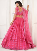 Vegaa Fashion Pink Butterfly Net Embroidery Thread Designer Lehenga | Grocsy