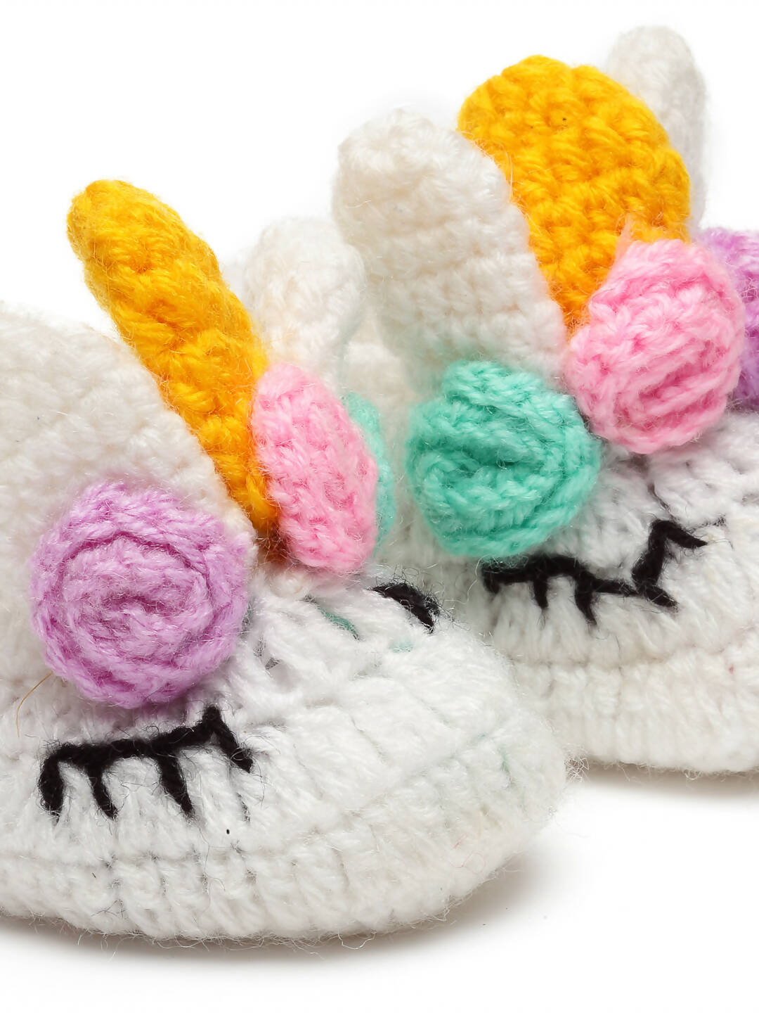 Chutput Kids Woollen Hand Knitted Unicorn Detailed Booties - White | Grocsy
