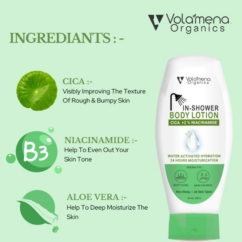 Volamena Cica & Niacinamide In-Shower Body Lotion With Aloevera | Grocsy